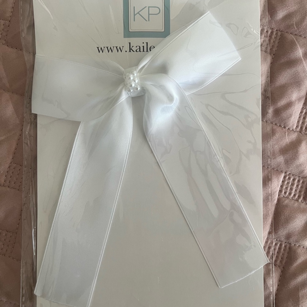 KP White Pearl Accent Hair Bow for Kids
